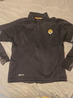 Men's Black Quarter-Zip Pullover with Yellow Accent Logo